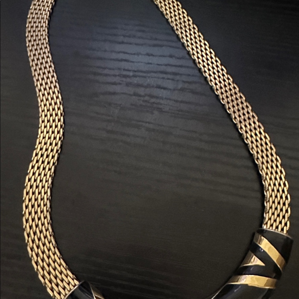 Nina Ricci Gold and Black Statement Necklace PRE-OWNED. - Picture 4 of 5
